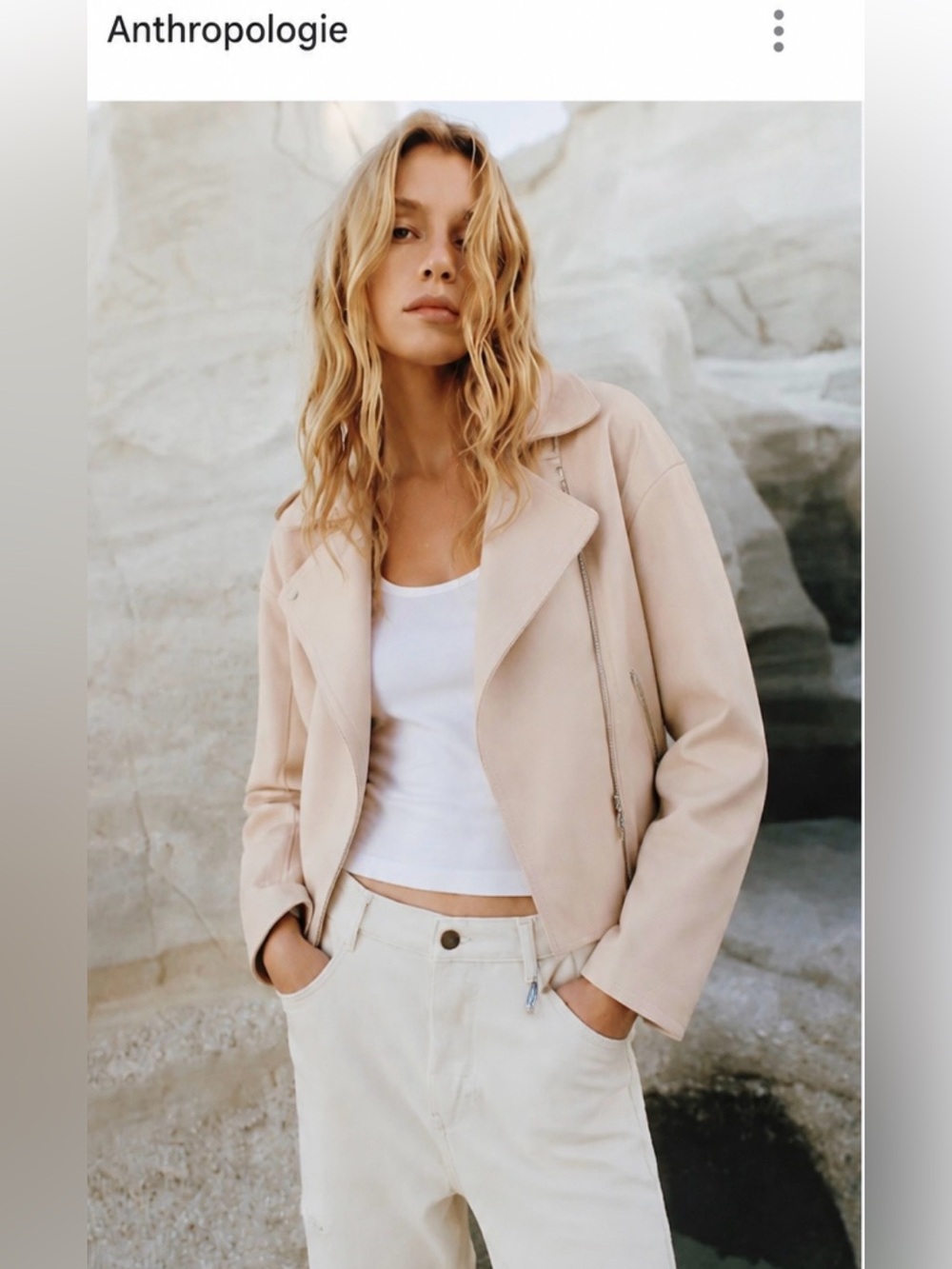 Anthropologie Blush Suede Moto Jacket
